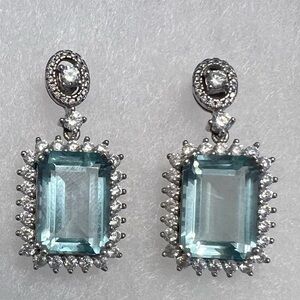 Elegant Silver and Aqua Blue Gemstone Earrings